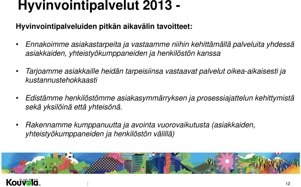 vastaavat palvelut oikea-aikaisesti ja kustannustehokkaasti Edistämme henkilöstömme asiakasymmärryksen ja prosessiajattelun kehittymistä