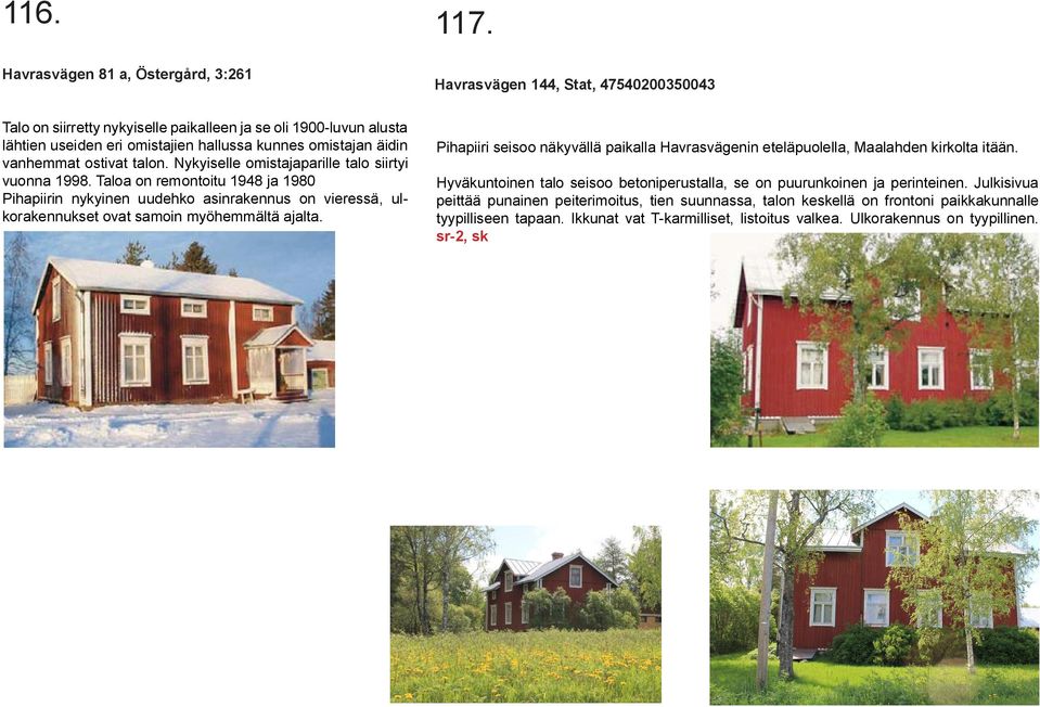 Nykyiselle omistajaparille talo siirtyi vuonna 1998. Taloa on remontoitu 1948 ja 1980 Pihapiirin nykyinen uudehko asinrakennus on vieressä, ulkorakennukset ovat samoin myöhemmältä ajalta.