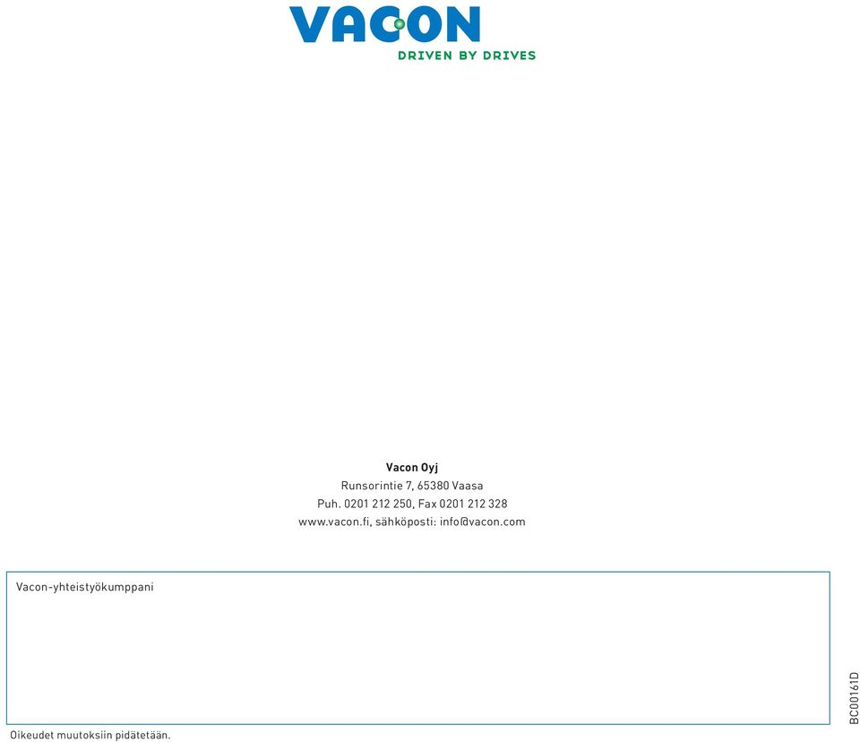 fi, sähköposti: info@vacon.