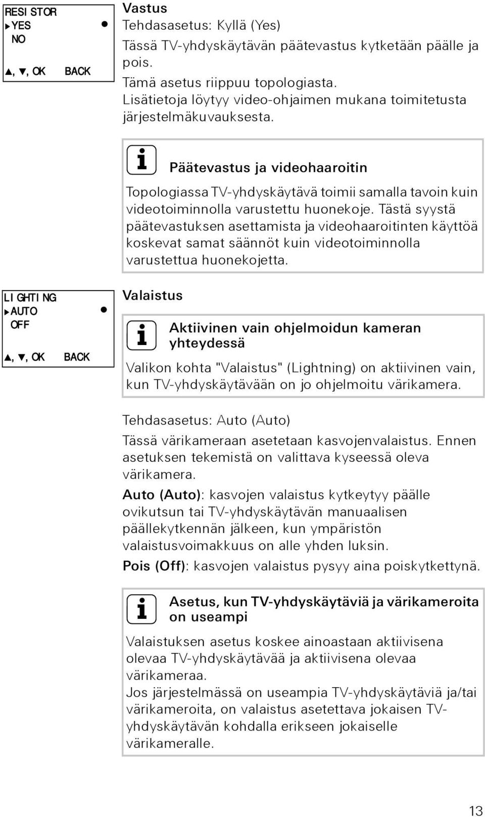 i Päätevastus ja videohaaroitin Topologiassa TV-yhdyskäytävä toimii samalla tavoin kuin videotoiminnolla varustettu huonekoje.