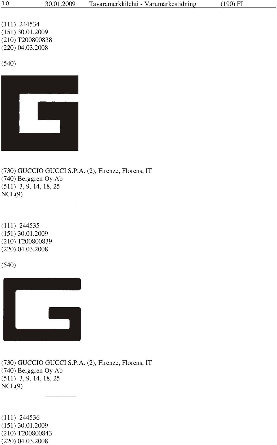 2008 (730) GUCCIO GUCCI S.P.A.