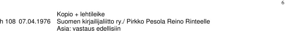 ry./ Pirkko Pesola Reino