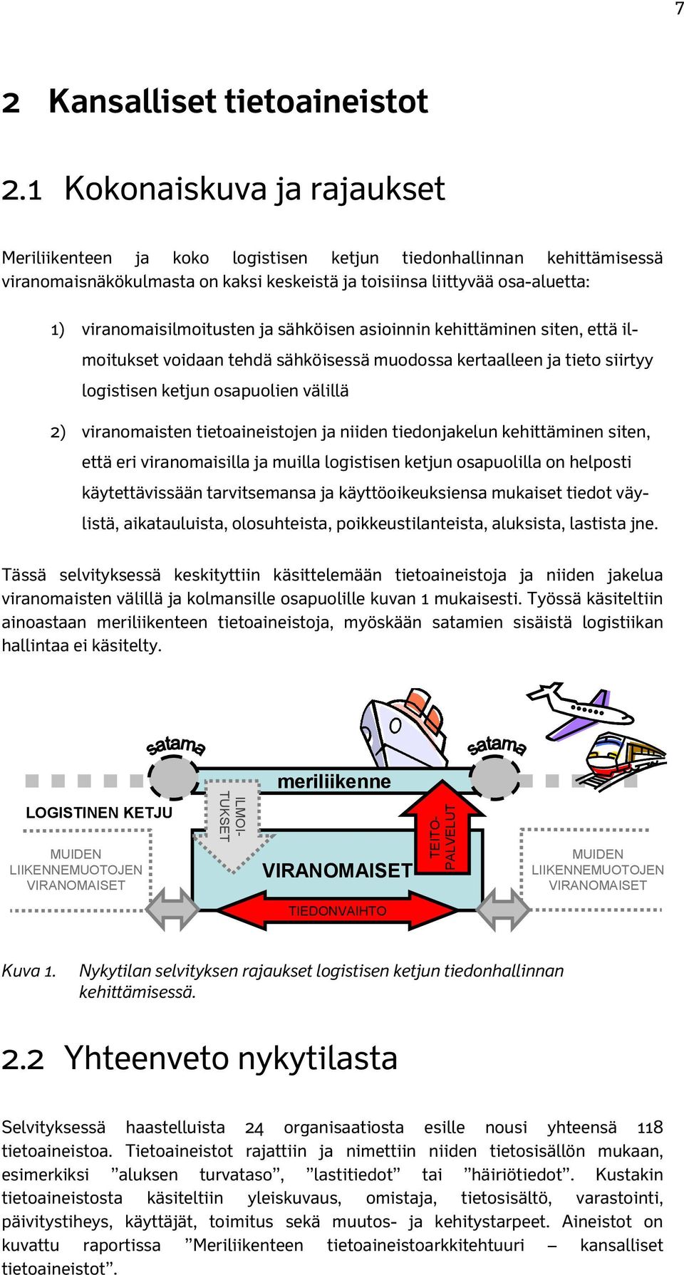 viranomaisilmoitusten ja sähköisen asioinnin kehittäminen siten, että ilmoitukset voidaan tehdä sähköisessä muodossa kertaalleen ja tieto siirtyy logistisen ketjun osapuolien välillä 2) viranomaisten