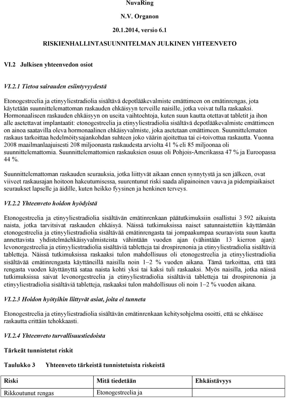 depotlääkevalmiste emättimeen on emätinrengas, jota käytetään suunnittelemattoman raskauden ehkäisyyn terveille naisille, jotka voivat tulla raskaaksi.