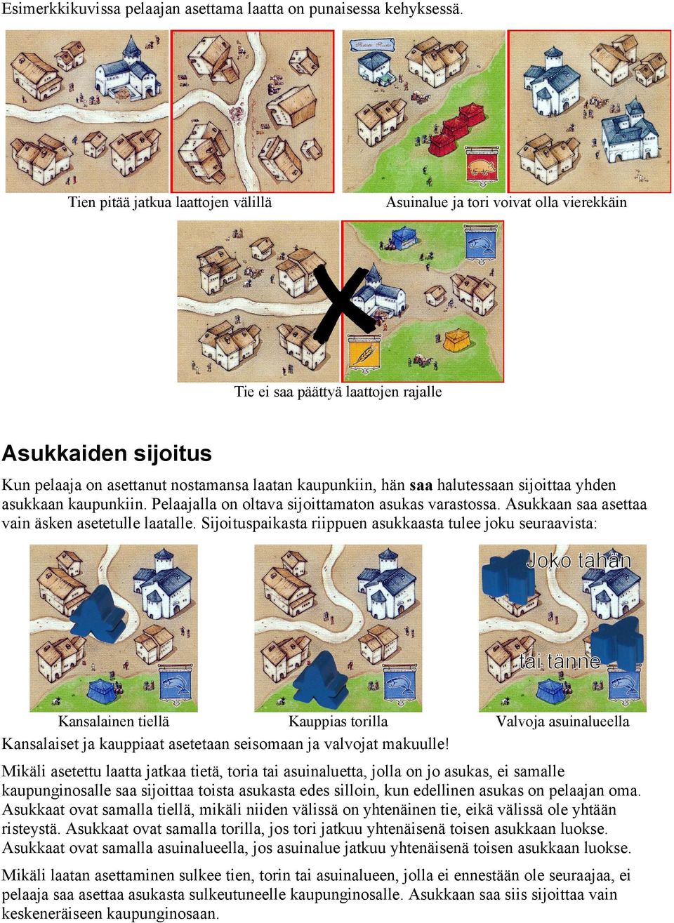 halutessaan sijoittaa yhden asukkaan kaupunkiin. Pelaajalla on oltava sijoittamaton asukas varastossa. Asukkaan saa asettaa vain äsken asetetulle laatalle.