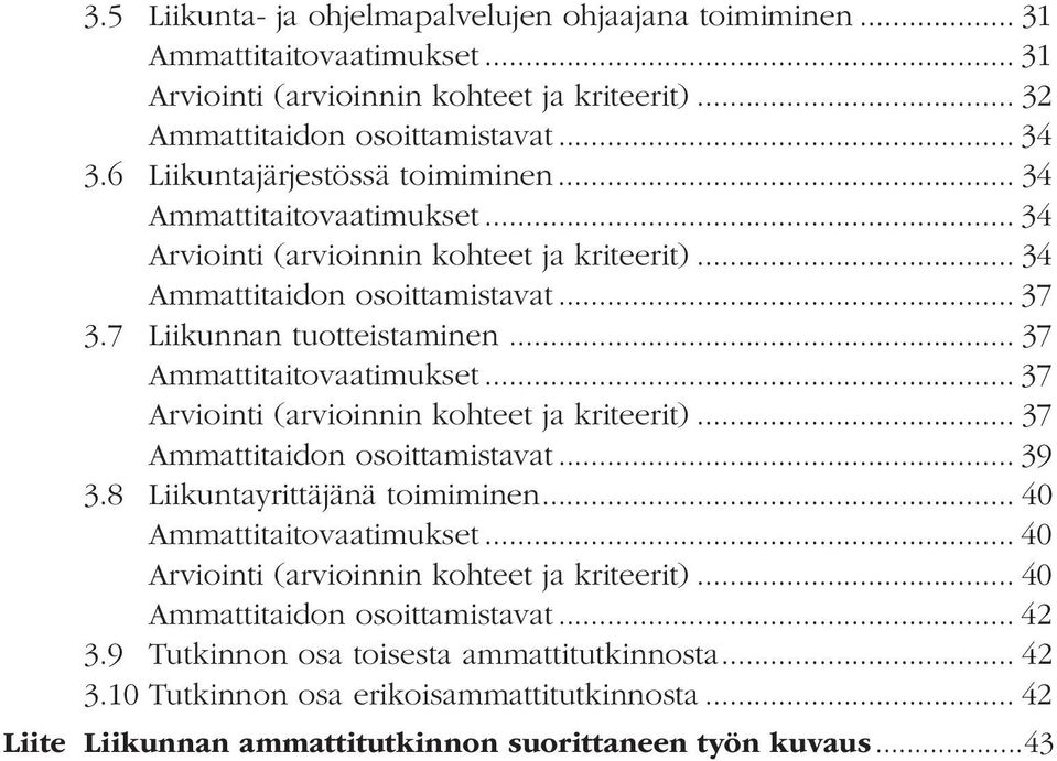 .. 37 Ammattitaitovaatimukset... 37 Arviointi (arvioinnin kohteet ja kriteerit)... 37 Ammattitaidon osoittamistavat... 39 3.8 Liikuntayrittäjänä toimiminen... 40 Ammattitaitovaatimukset.