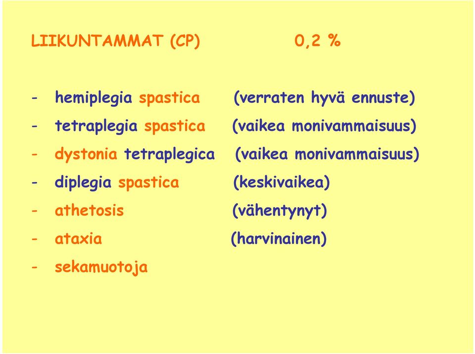 dystonia tetraplegica (vaikea monivammaisuus) - diplegia