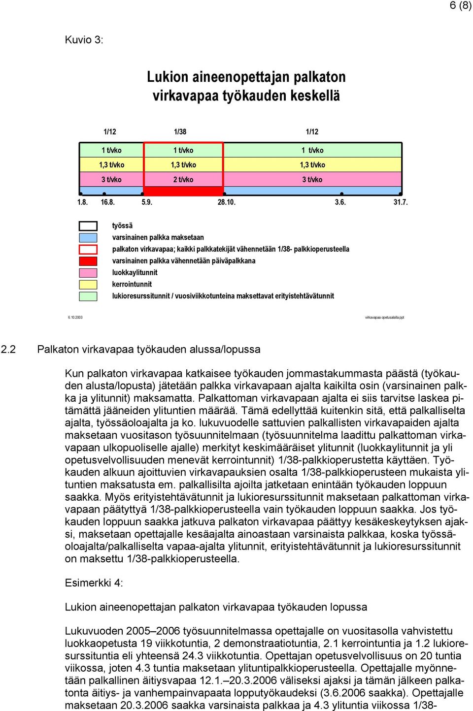 lukioresurssitunnit / vuosiviikkotunteina maksettavat erityistehtävätunnit 6.10.2003 virkavapaa opetusalalla.ppt 2.