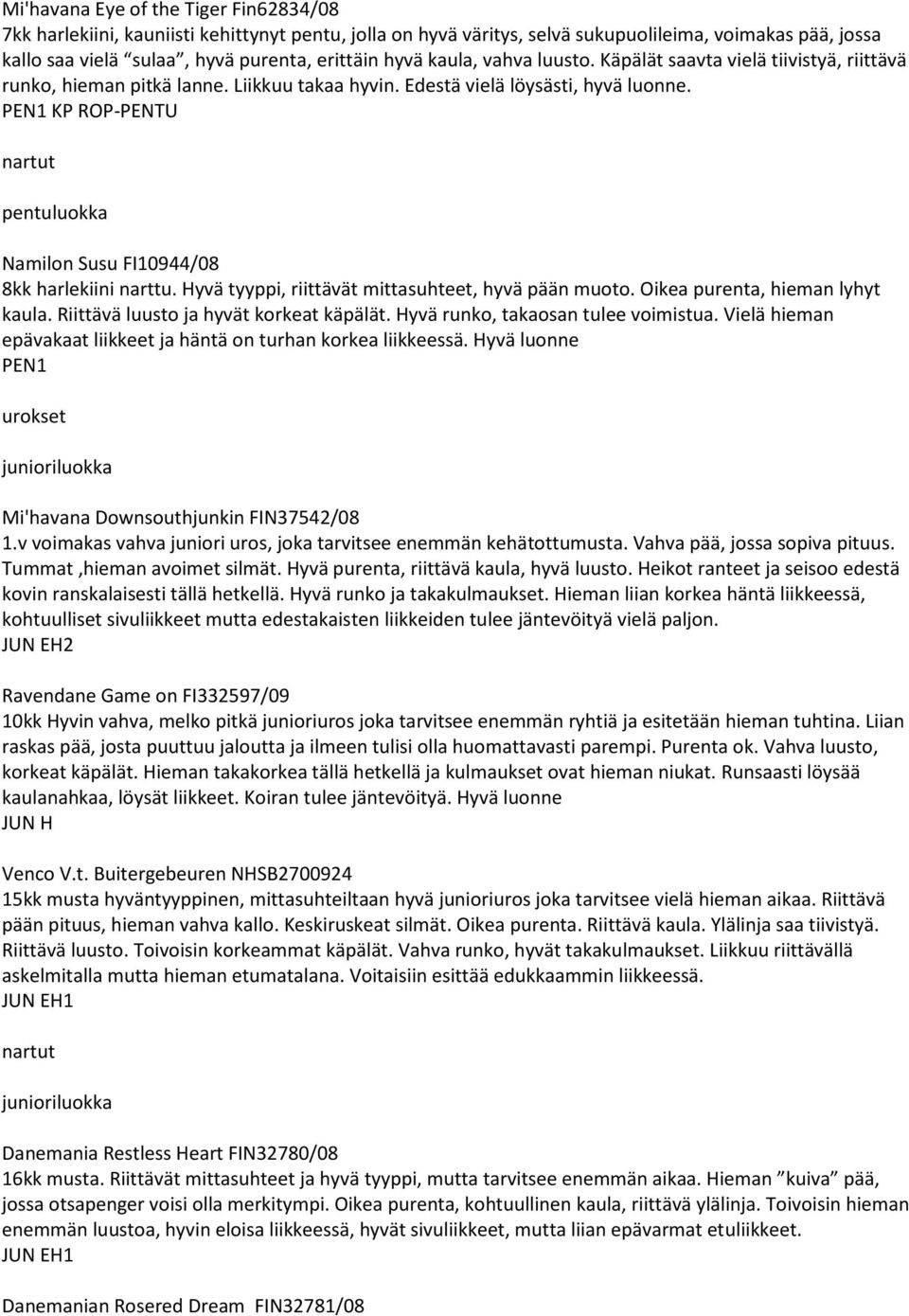 PEN1 KP ROP-PENTU pentuluokka Namilon Susu FI10944/08 8kk harlekiini narttu. Hyvä tyyppi, riittävät mittasuhteet, hyvä pään muoto. Oikea purenta, hieman lyhyt kaula.