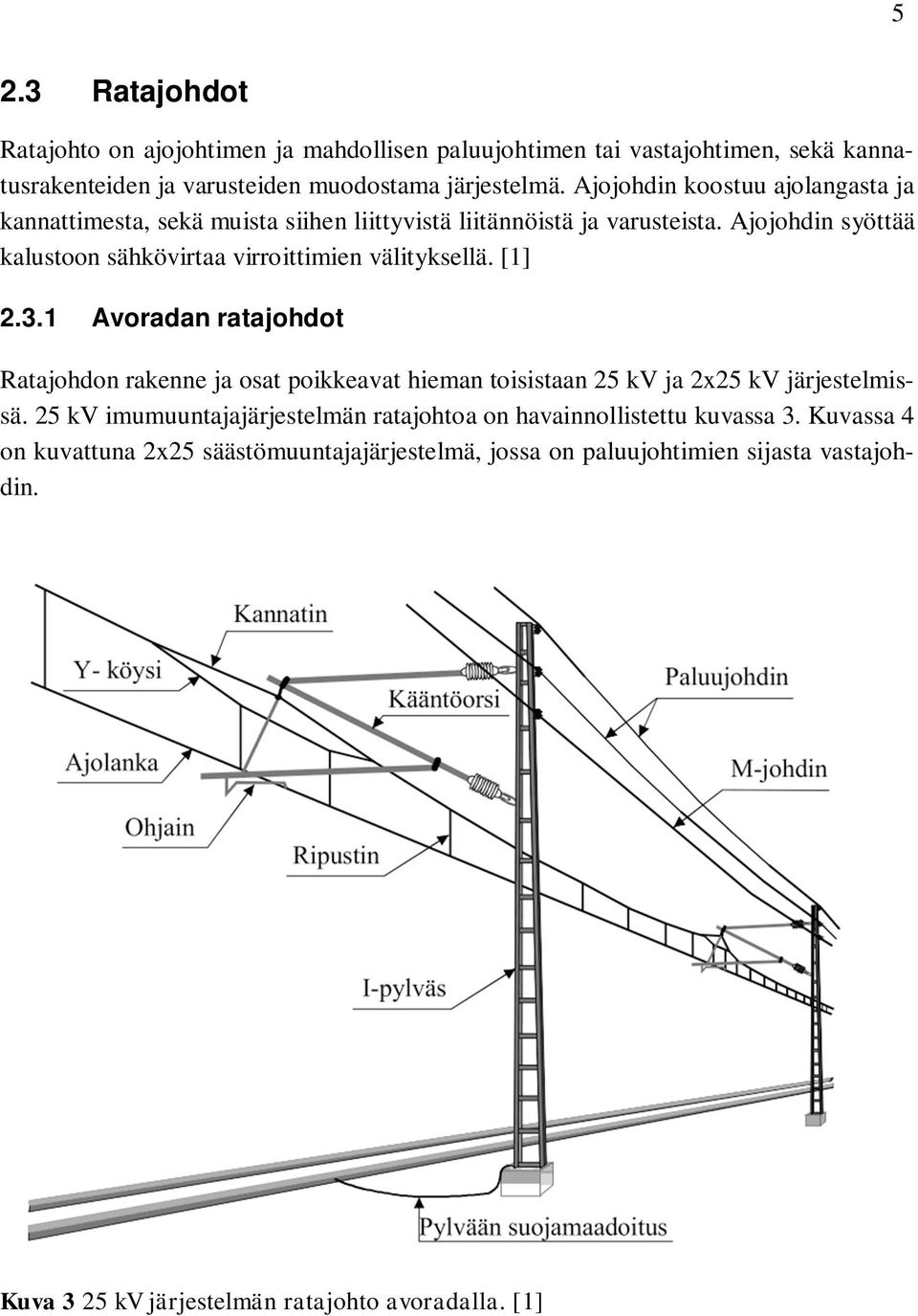 Ajojohdin syöttää kalustoon sähkövirtaa virroittimien välityksellä. [1] 2.3.