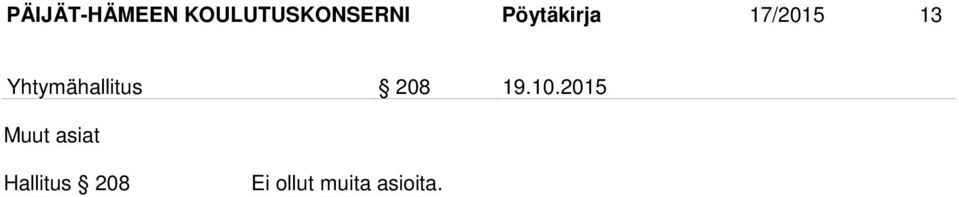 Yhtymähallitus 208 19.10.