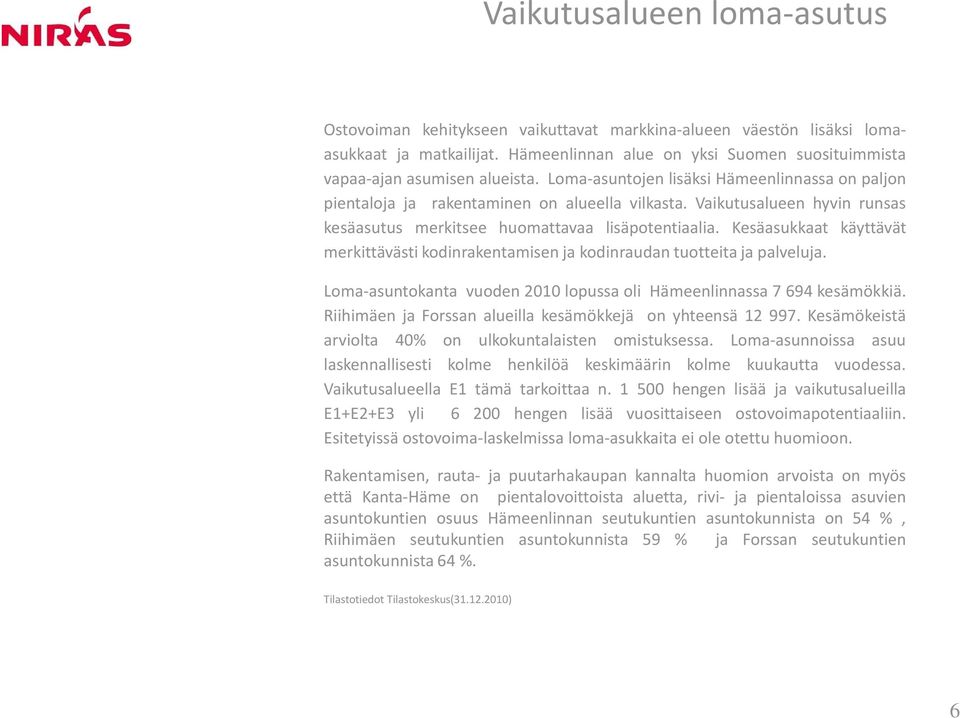 Kesäasukkaat käyttävät merkittävästi kodinrakentamisen ja kodinraudan tuotteita ja palveluja. Loma-asuntokanta vuoden 2010 lopussa oli Hämeenlinnassa 7 694 kesämökkiä.