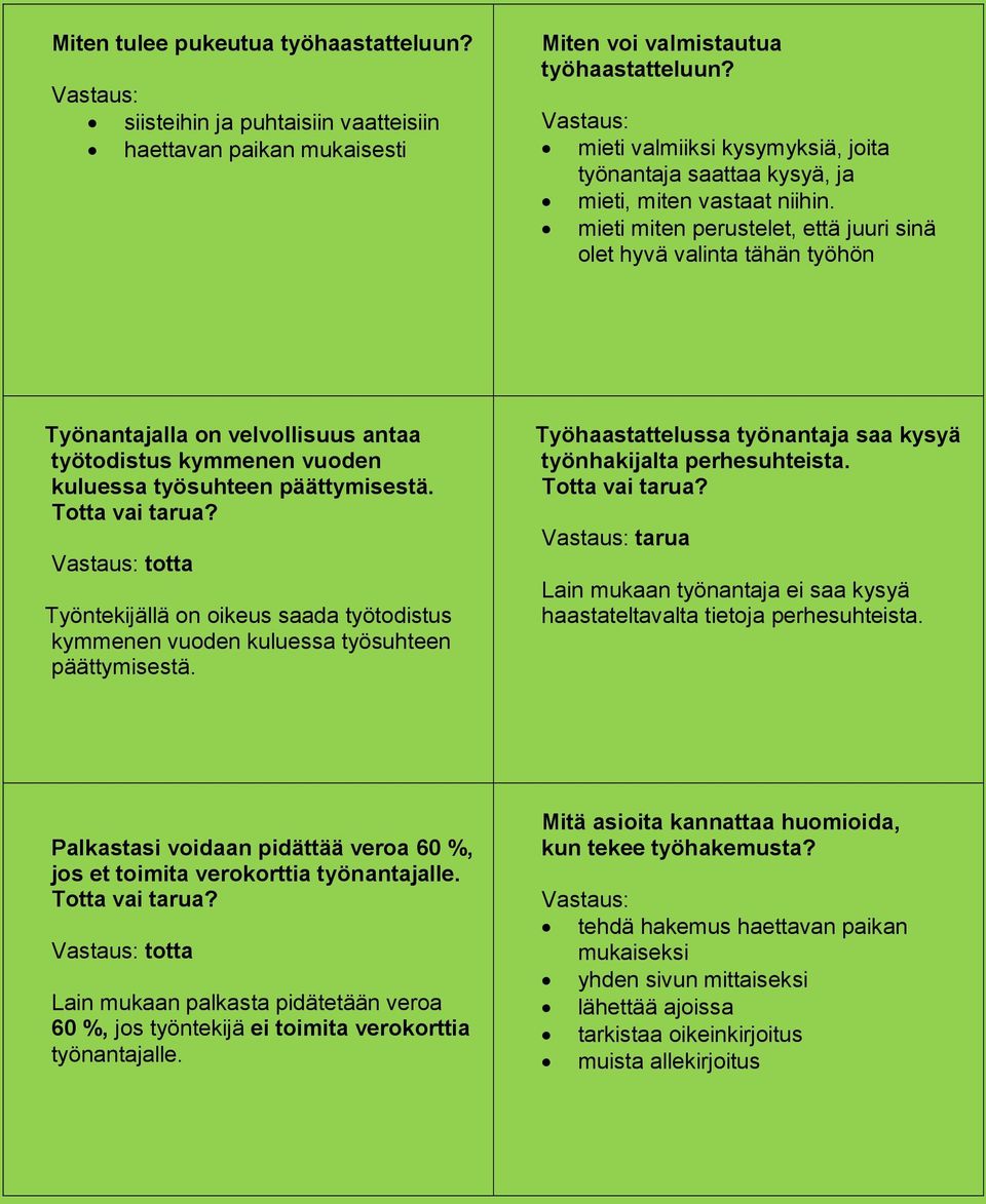 mieti miten perustelet, että juuri sinä olet hyvä valinta tähän työhön Työnantajalla on velvollisuus antaa työtodistus kymmenen vuoden kuluessa työsuhteen päättymisestä.