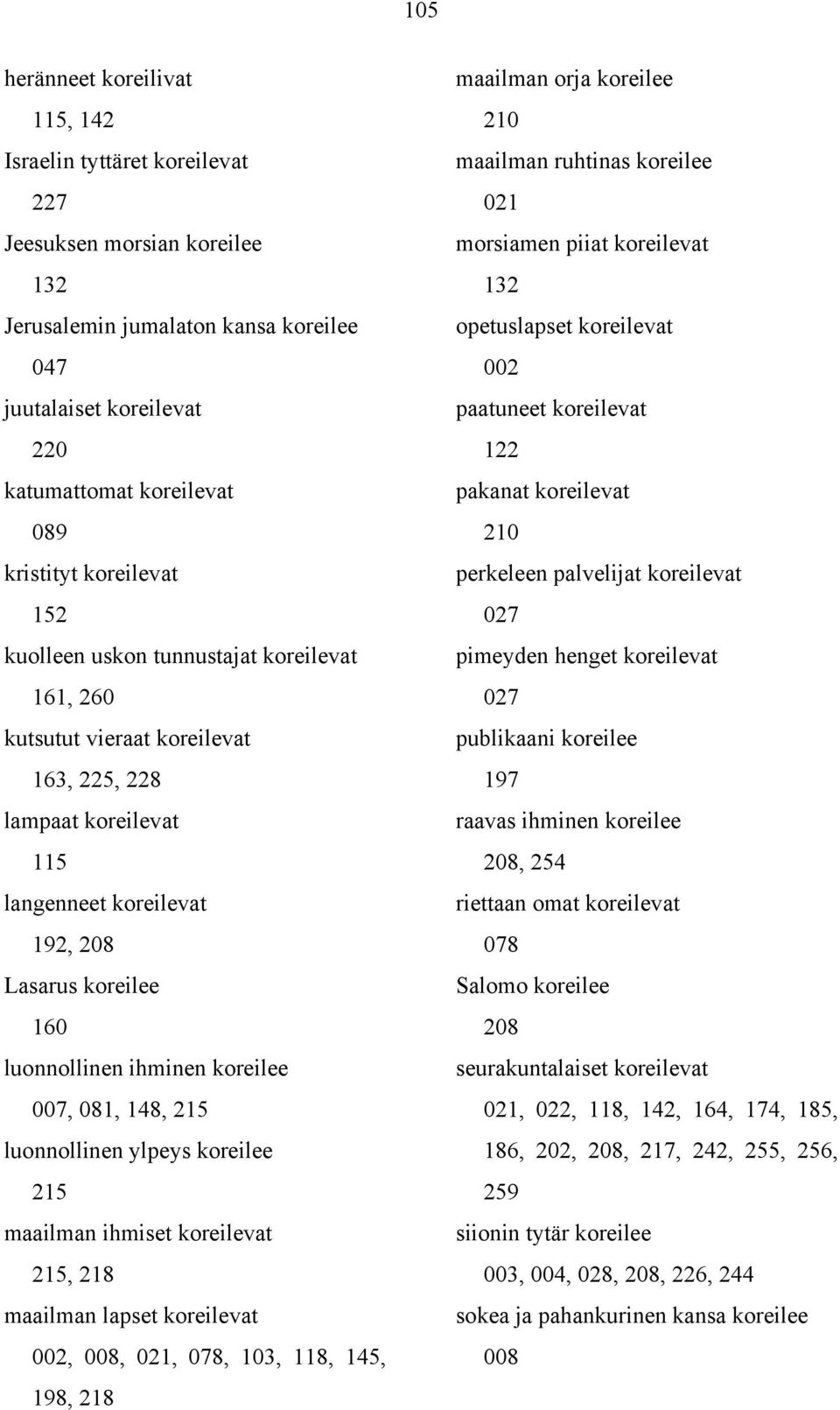 luonnollinen ihminen koreilee 007, 081, 148, 215 luonnollinen ylpeys koreilee 215 maailman ihmiset koreilevat 215, 218 maailman lapset koreilevat 002, 008, 021, 078, 103, 118, 145, 198, 218 maailman