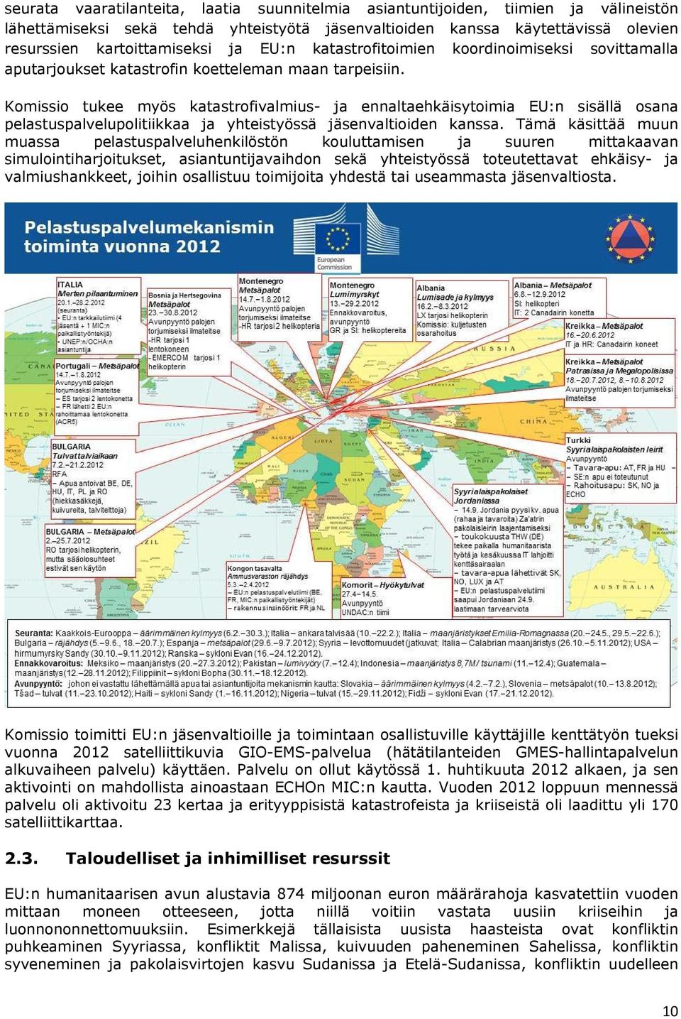 Komissio tukee myös katastrofivalmius- ja ennaltaehkäisytoimia EU:n sisällä osana pelastuspalvelupolitiikkaa ja yhteistyössä jäsenvaltioiden kanssa.