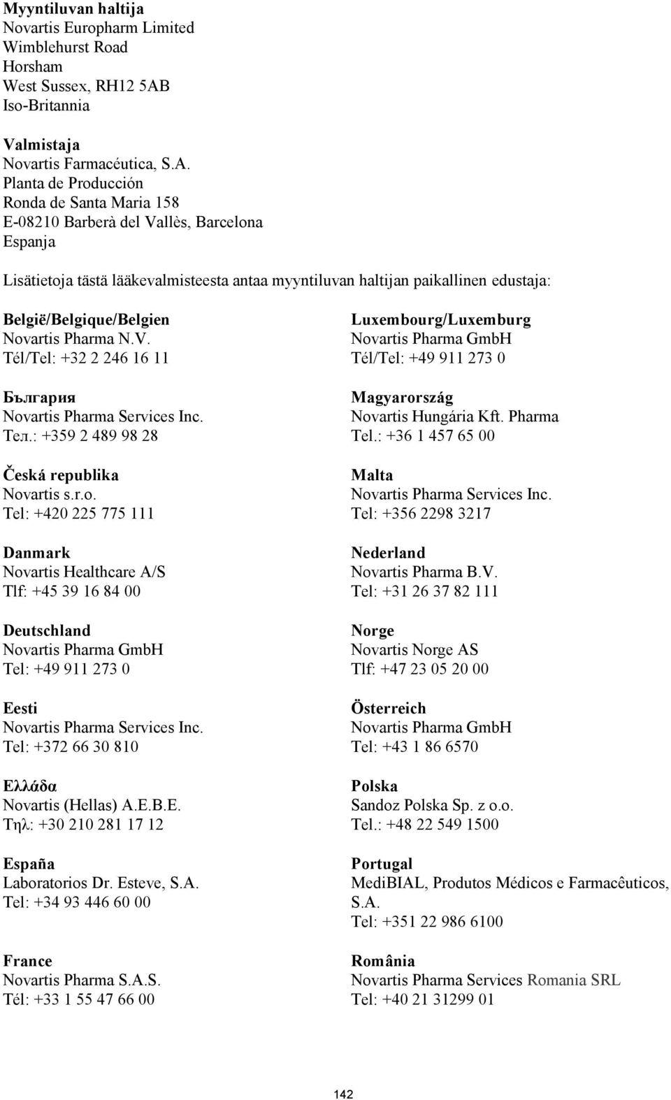 Planta de Producción Ronda de Santa Maria 158 E-08210 Barberà del Vallès, Barcelona Espanja Lisätietoja tästä lääkevalmisteesta antaa myyntiluvan haltijan paikallinen edustaja: