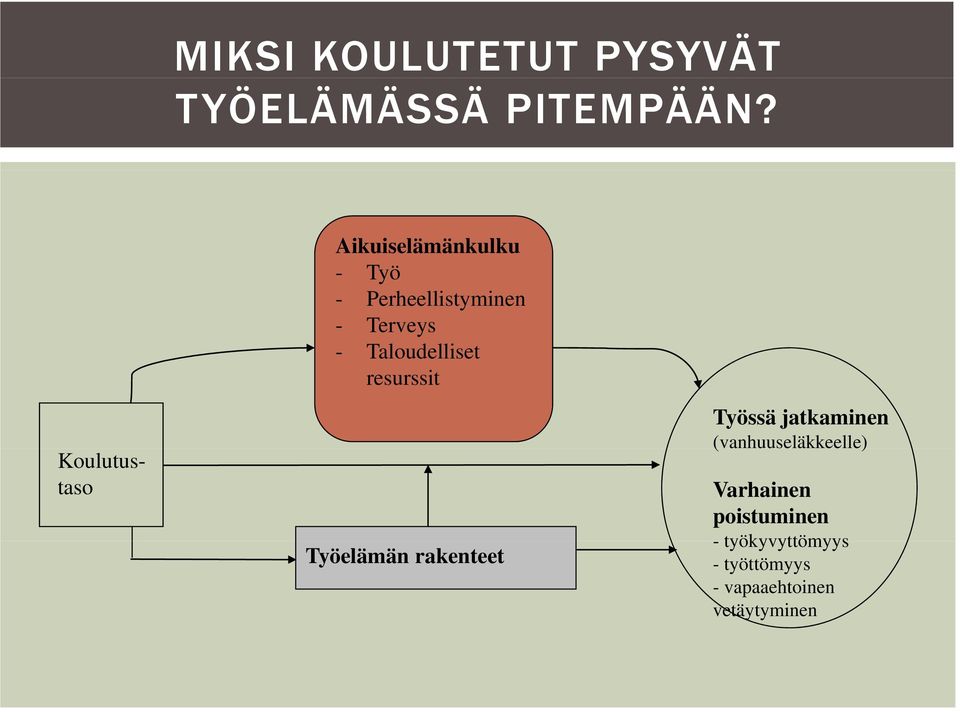 Taloudelliset resurssit Työelämän rakenteet Työssä jatkaminen