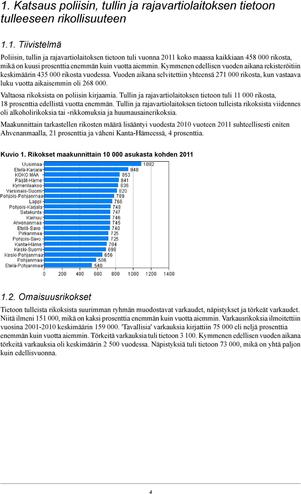 Valtaosa rikoksista on poliisin kirjaamia. Tullin ja rajavartiolaitoksen tietoon tuli 11 000 rikosta, 18 prosenttia edellistä vuotta enemmän.