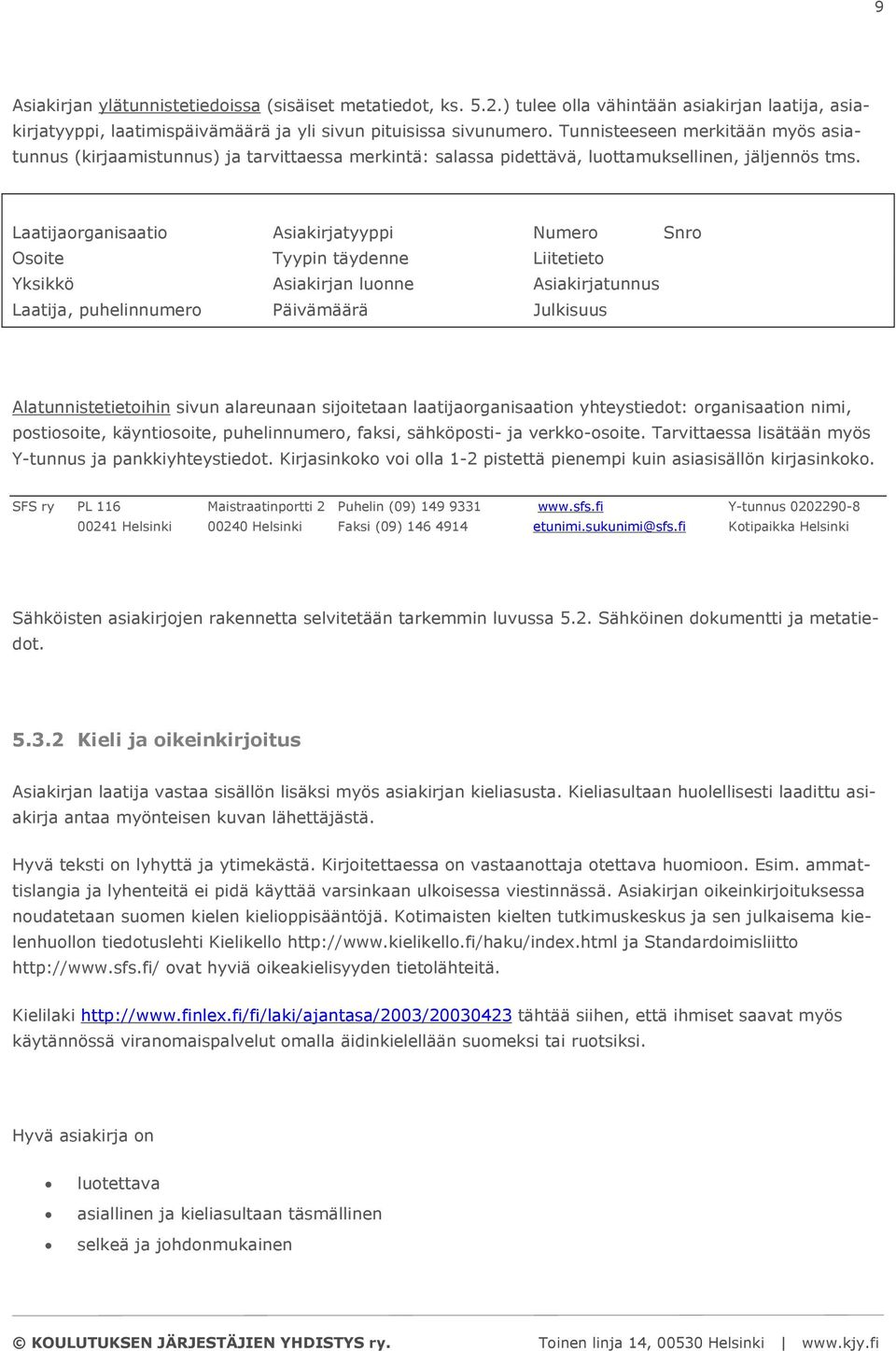 Laatijaorganisaatio Asiakirjatyyppi Numero Snro Osoite Tyypin täydenne Liitetieto Yksikkö Asiakirjan luonne Asiakirjatunnus Laatija, puhelinnumero Päivämäärä Julkisuus Alatunnistetietoihin sivun