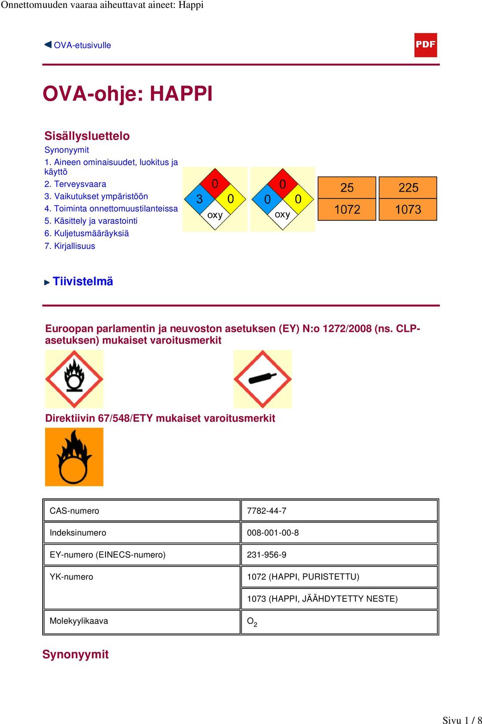 Kirjallisuus Tiivistelmä Euroopan parlamentin ja neuvoston asetuksen (EY) N:o 1272/2008 (ns.