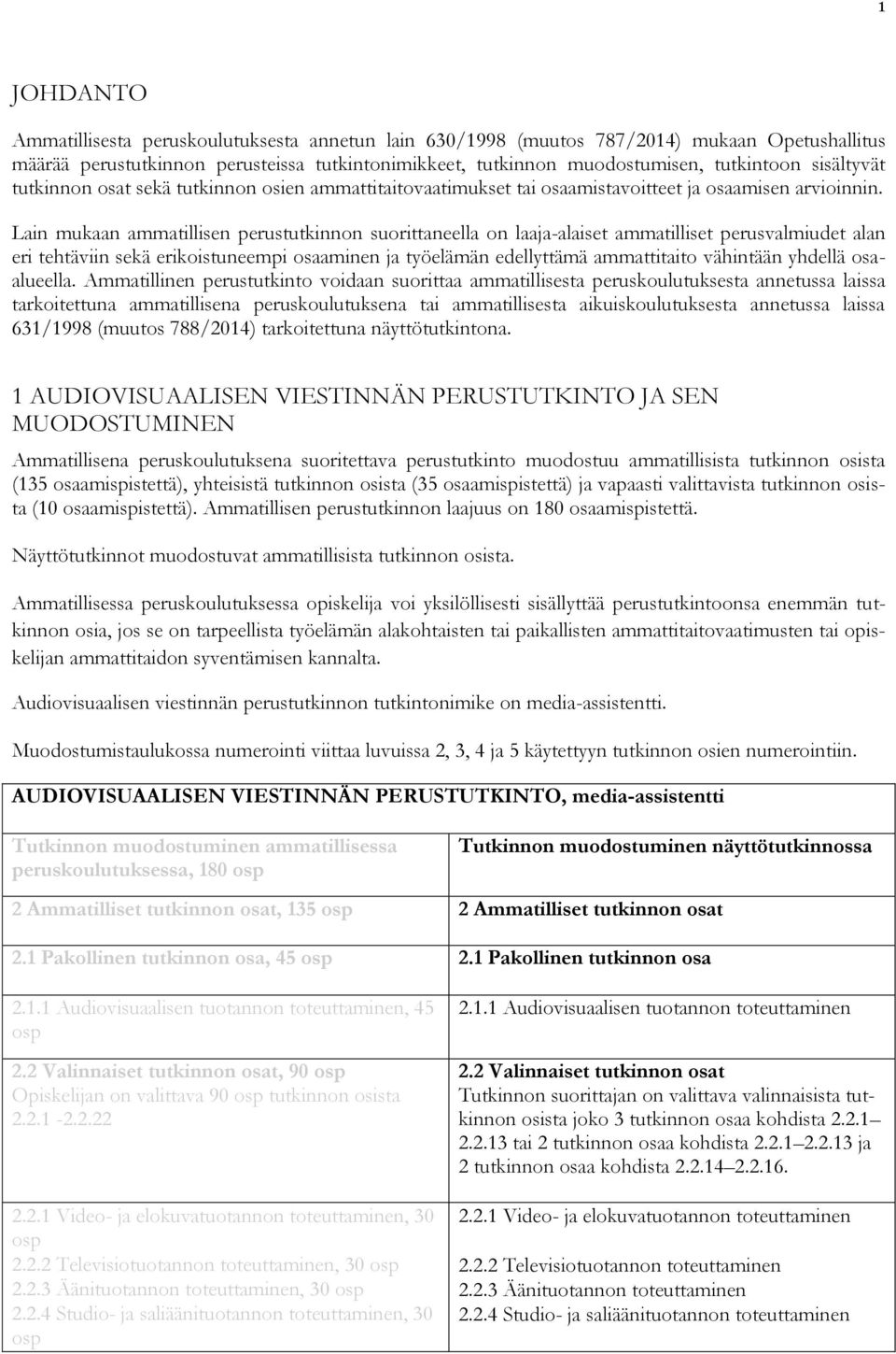Lain mukaan ammatillisen perustutkinnon suorittaneella on laaja-alaiset ammatilliset perusvalmiudet alan eri tehtäviin sekä erikoistuneempi osaaminen ja työelämän edellyttämä ammattitaito vähintään
