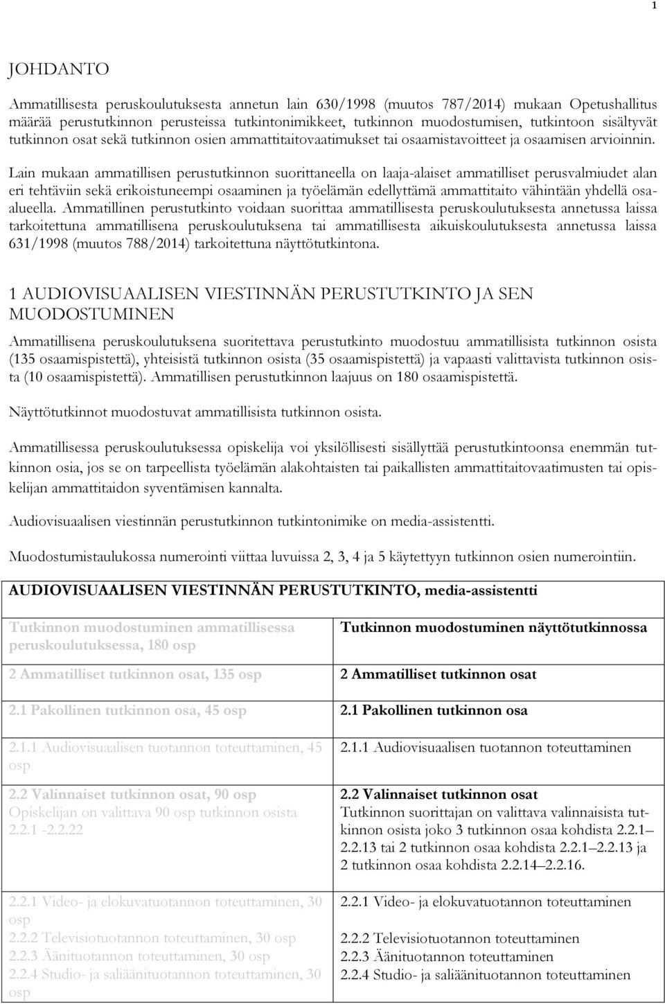 Lain mukaan ammatillisen perustutkinnon suorittaneella on laaja-alaiset ammatilliset perusvalmiudet alan eri tehtäviin sekä erikoistuneempi osaaminen ja työelämän edellyttämä ammattitaito vähintään