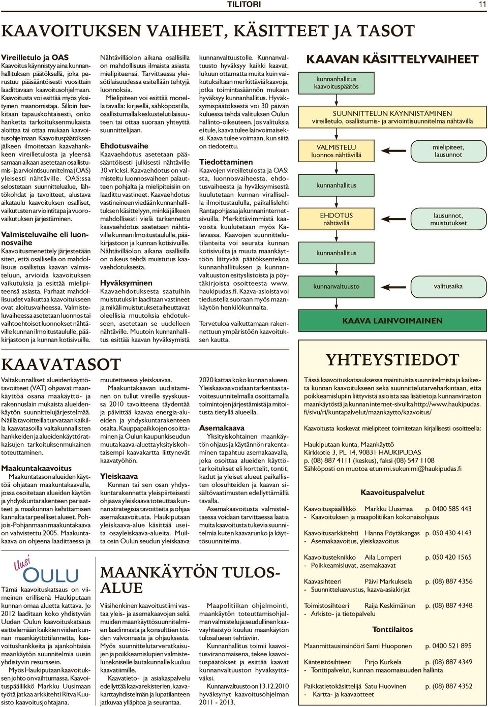 Kaavoiuääöksen jälkeen ilmoieaan kaavahankkeen vireilleulosa ja yleensä samaan aikaan aseeaan osallisumis- ja arvioinisuunnielma (OAS) yleisesi nähäville.