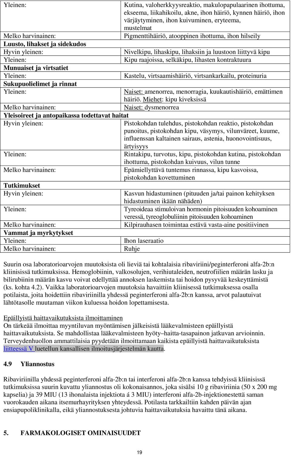 Kastelu, virtsaamishäiriö, virtsankarkailu, proteinuria Sukupuolielimet ja rinnat Naiset: amenorrea, menorragia, kuukautishäiriö, emättimen häiriö.