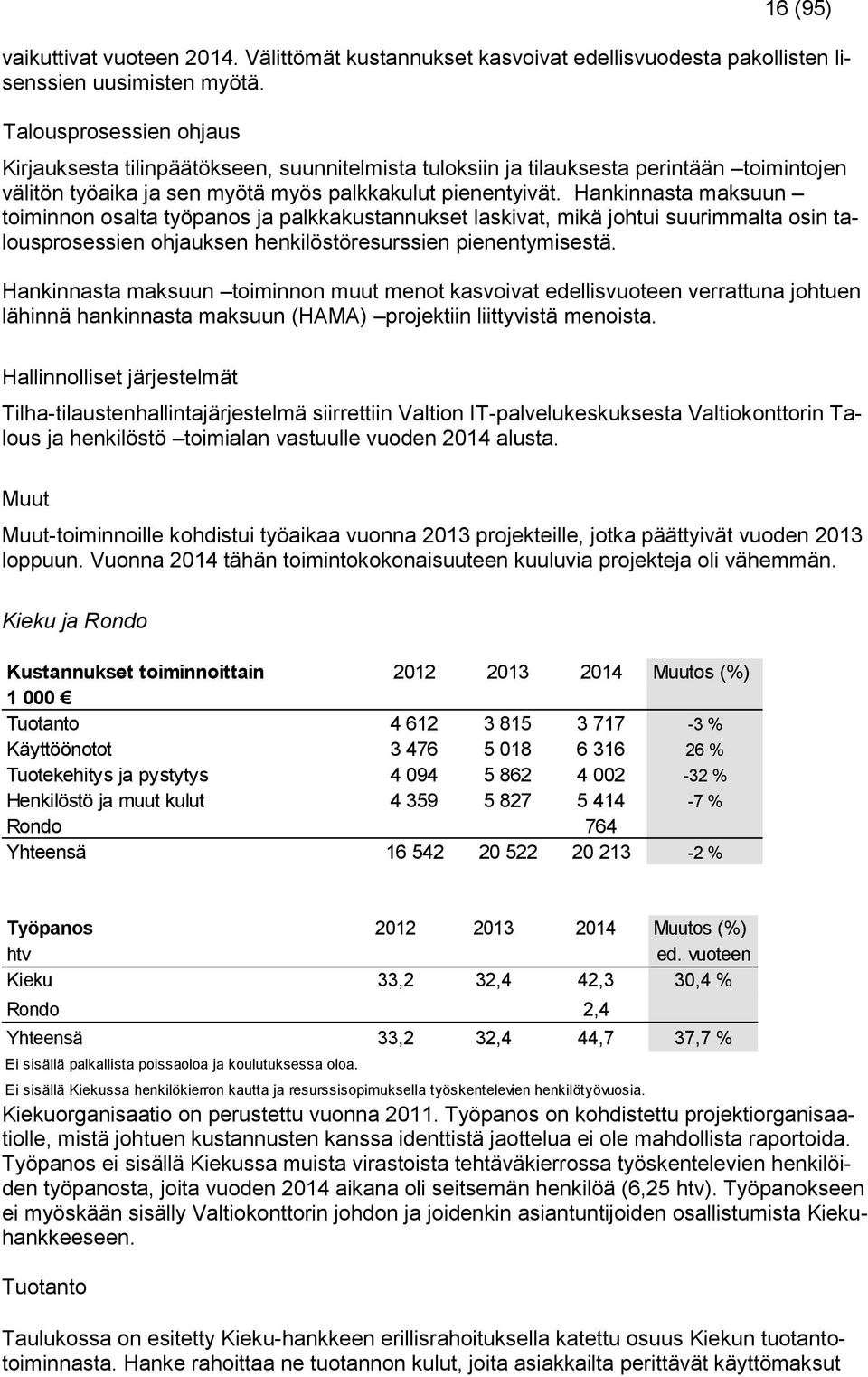 Hankinnasta maksuun toiminnon osalta työpanos ja palkkakustannukset laskivat, mikä johtui suurimmalta osin talousprosessien ohjauksen henkilöstöresurssien pienentymisestä.