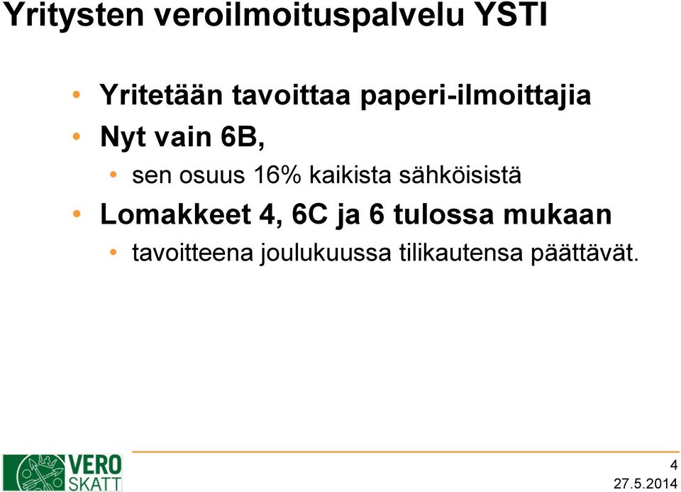 16% kaikista sähköisistä Lomakkeet 4, 6C ja 6