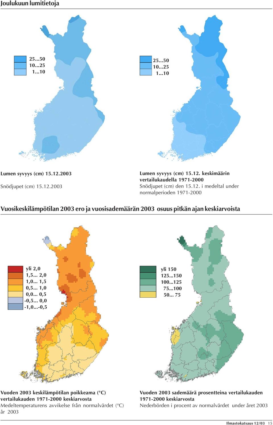 . i medeltal under normalperioden 1971-2 Vuosikeskilämpötilan 23 ero ja vuosisademäärän 23 osuus pitkän ajan keskiarvoista yli 2, 1,... 2, 1,... 1,,... 1,,..., -,.