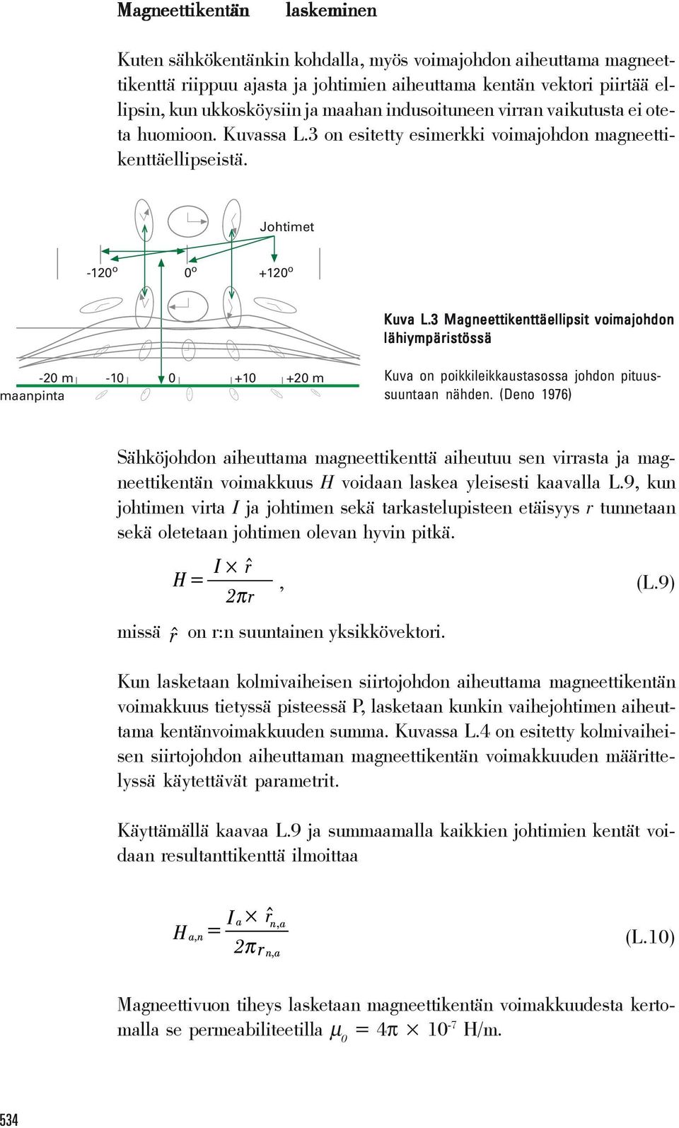 3 Magneettikenttäellipsit voimajohdon lähiympäristössä -20 m -10 0 +10 +20 m maanpinta Kuva on poikkileikkaustasossa johdon pituussuuntaan nähden.