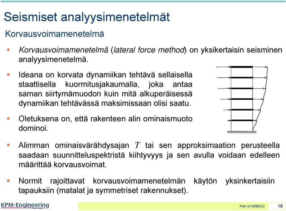 maksimissaan olisi saatu. Oletuksena on, että rakenteen alin ominaismuoto dominoi.