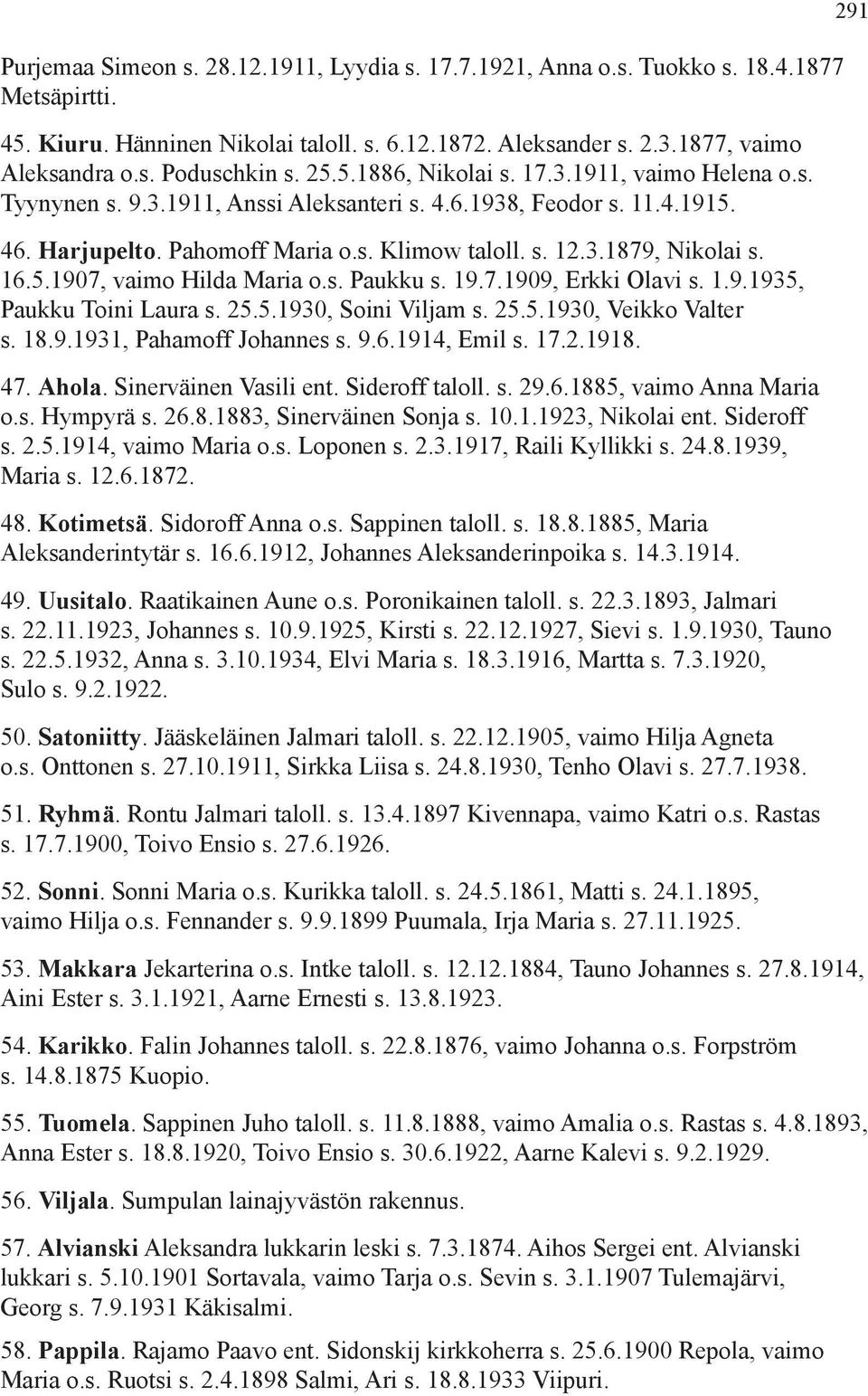 16.5.1907, vaimo Hilda Maria o.s. Paukku s. 19.7.1909, Erkki Olavi s. 1.9.1935, Paukku Toini Laura s. 25.5.1930, Soini Viljam s. 25.5.1930, Veikko Valter s. 18.9.1931, Pahamoff Johannes s. 9.6.1914, Emil s.