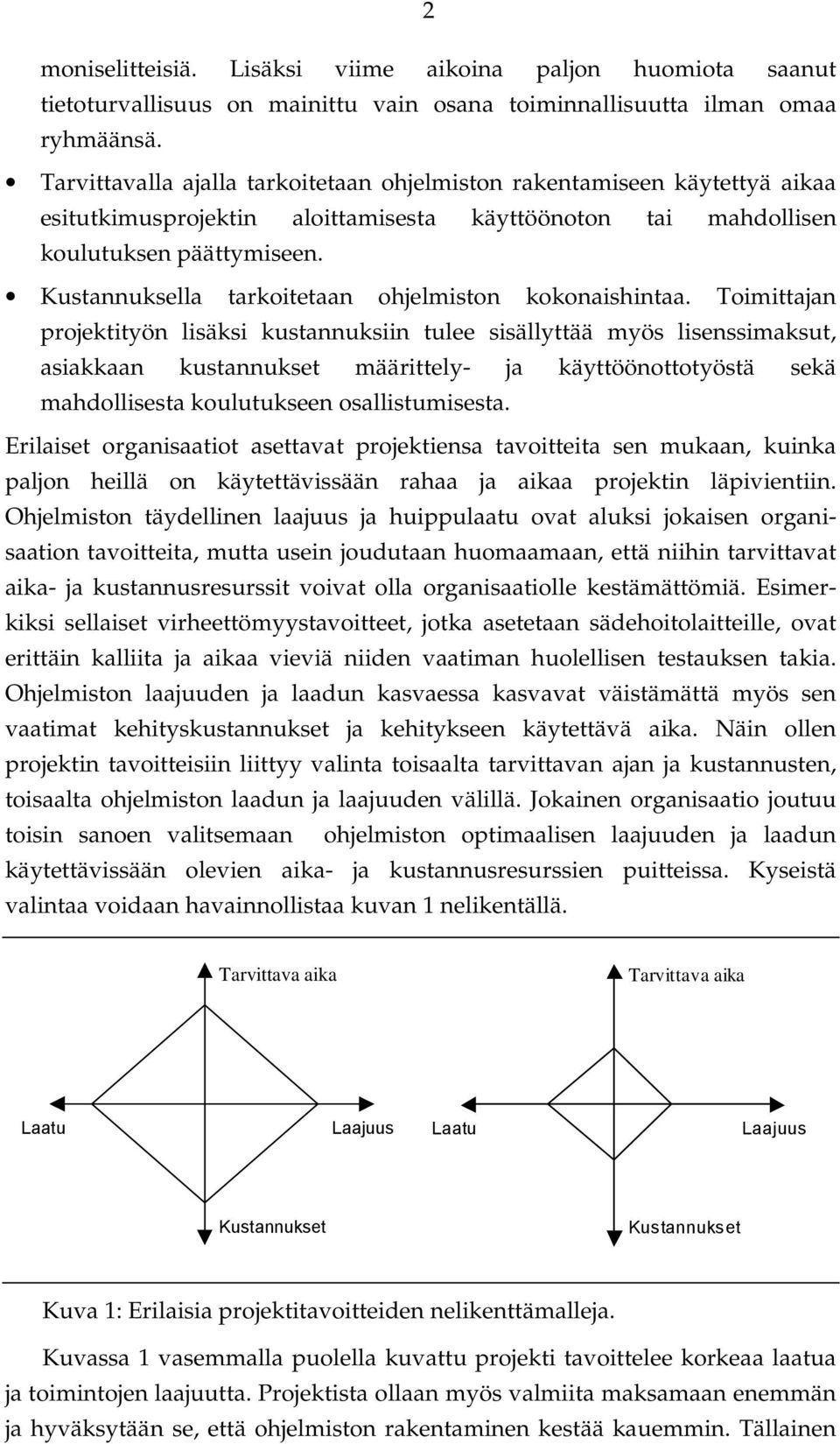 Kustannuksella tarkoitetaan ohjelmiston kokonaishintaa.