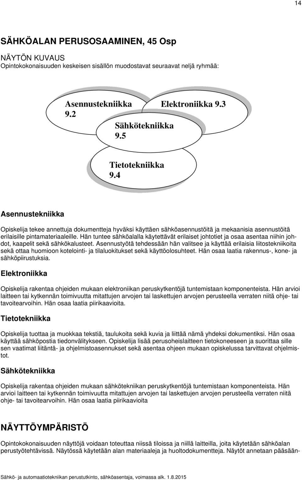 Hän tuntee sähköalalla käytettävät erilaiset johtotiet ja osaa asentaa niihin johdot, kaapelit sekä sähkökalusteet.