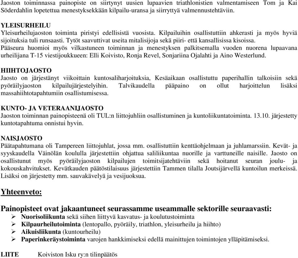 Tytöt saavuttivat useita mitalisijoja sekä piiri- että kansallisissa kisoissa.