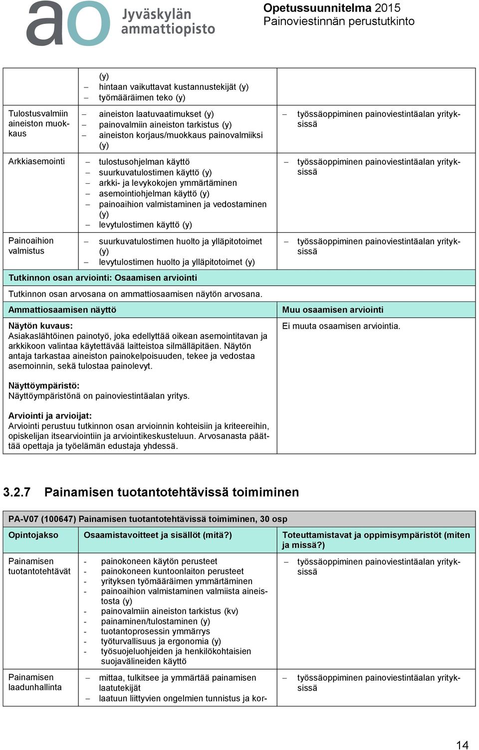 käyttö suurkuvatulostimen huolto ja ylläpitotoimet levytulostimen huolto ja ylläpitotoimet Asiakaslähtöinen painotyö, joka edellyttää oikean asemointitavan ja arkkikoon valintaa käytettävää