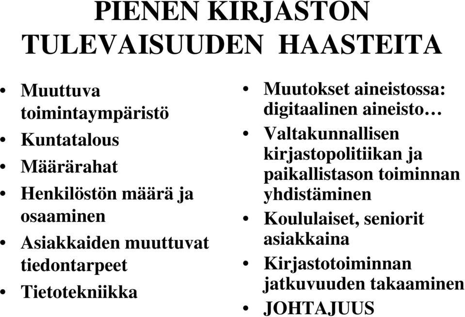 aineistossa: digitaalinen aineisto Valtakunnallisen kirjastopolitiikan ja paikallistason