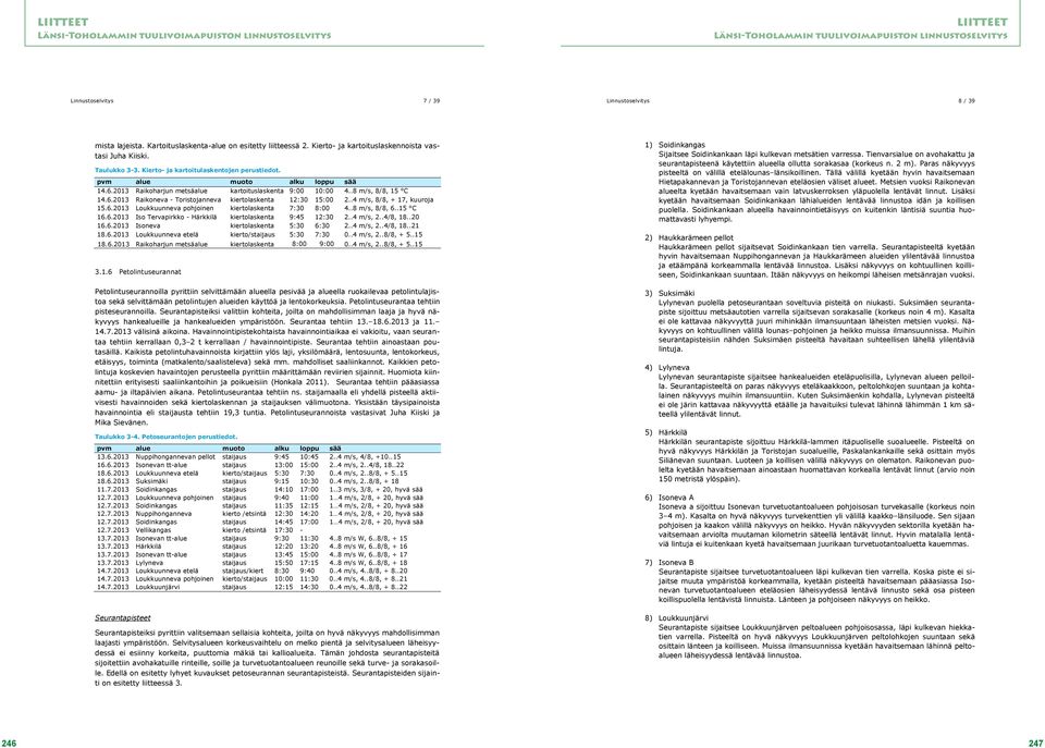 .4 m/s, 8/8, + 17, kuuroja 15.6.2013 Loukkuunneva pohjoinen kiertolaskenta 7:30 8:00 4..8 m/s, 8/8, 6..15 C 16.6.2013 Iso Tervapirkko - Härkkilä kiertolaskenta 9:45 12:30 2..4 m/s, 2..4/8, 18..20 16.
