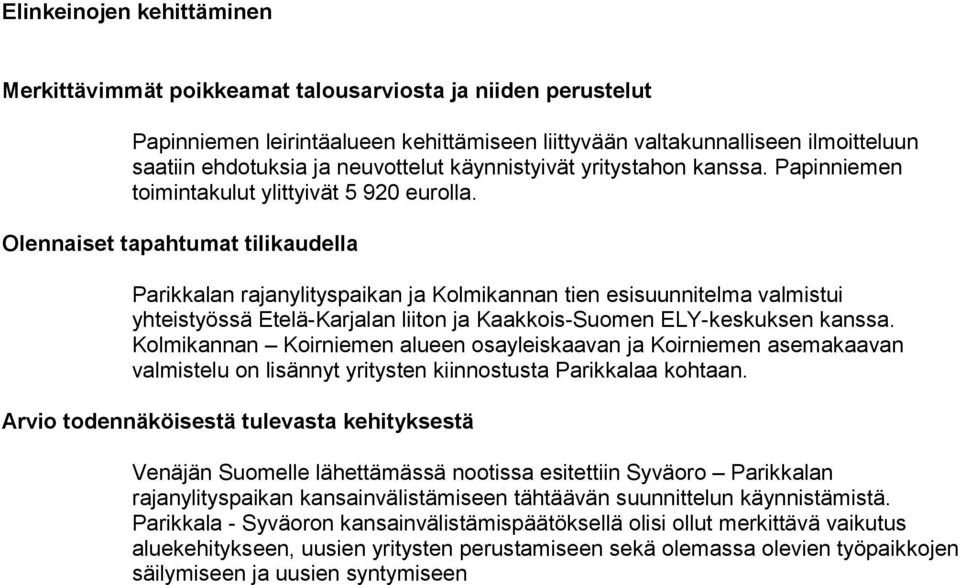 Parikkalan rajanylityspaikan ja Kolmikannan tien esisuunnitelma valmistui yhteistyössä Etelä-Karjalan liiton ja Kaakkois-Suomen ELY-keskuksen kanssa.