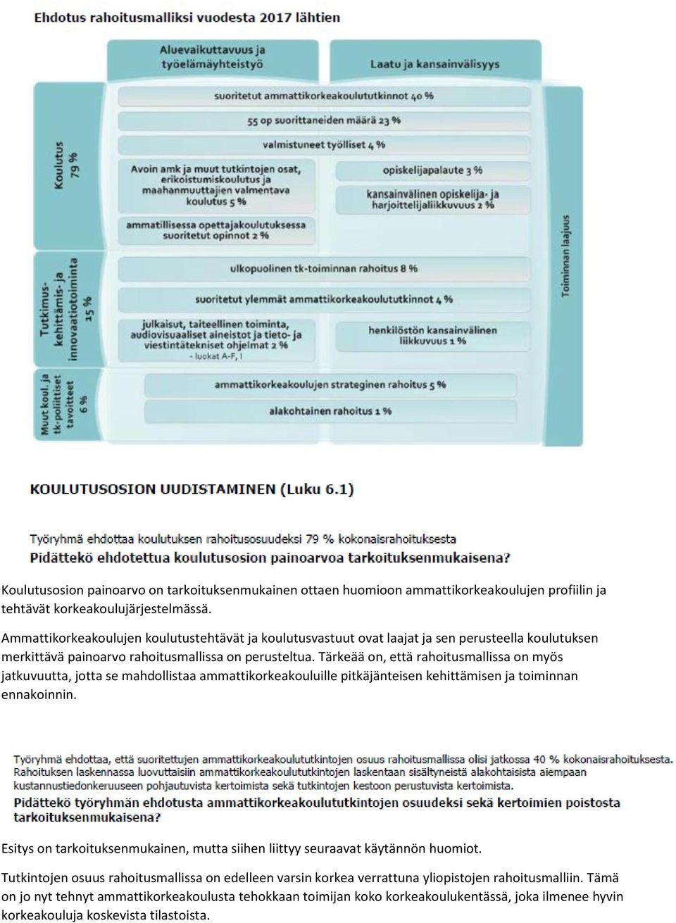 Tärkeää on, että rahoitusmallissa on myös jatkuvuutta, jotta se mahdollistaa ammattikorkeakouluille pitkäjänteisen kehittämisen ja toiminnan ennakoinnin.