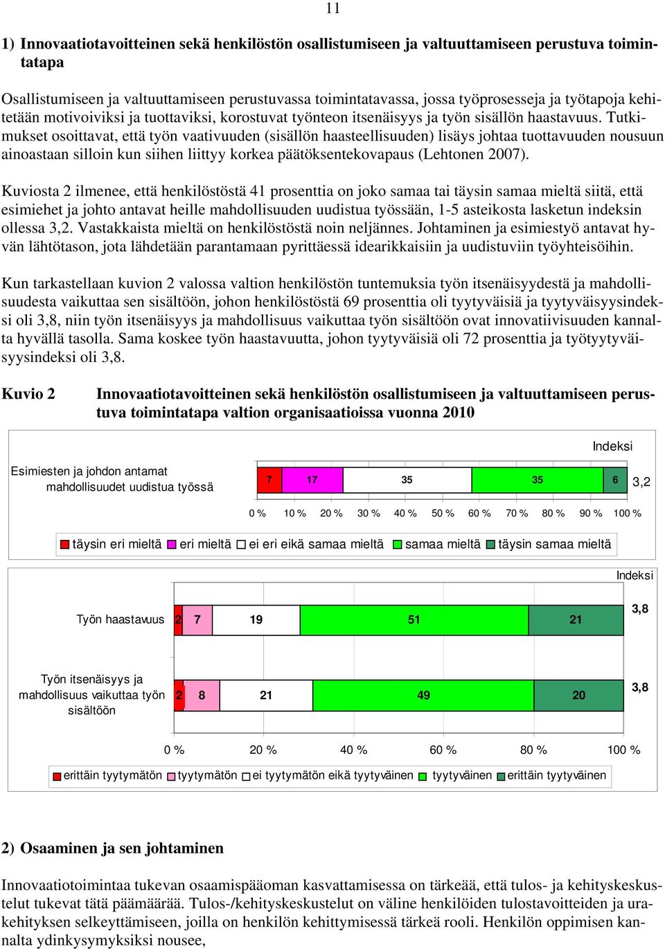 Tutkimukset osoittavat, että työn vaativuuden (sisällön haasteellisuuden) lisäys johtaa tuottavuuden nousuun ainoastaan silloin kun siihen liittyy korkea päätöksentekovapaus (Lehtonen 2007).