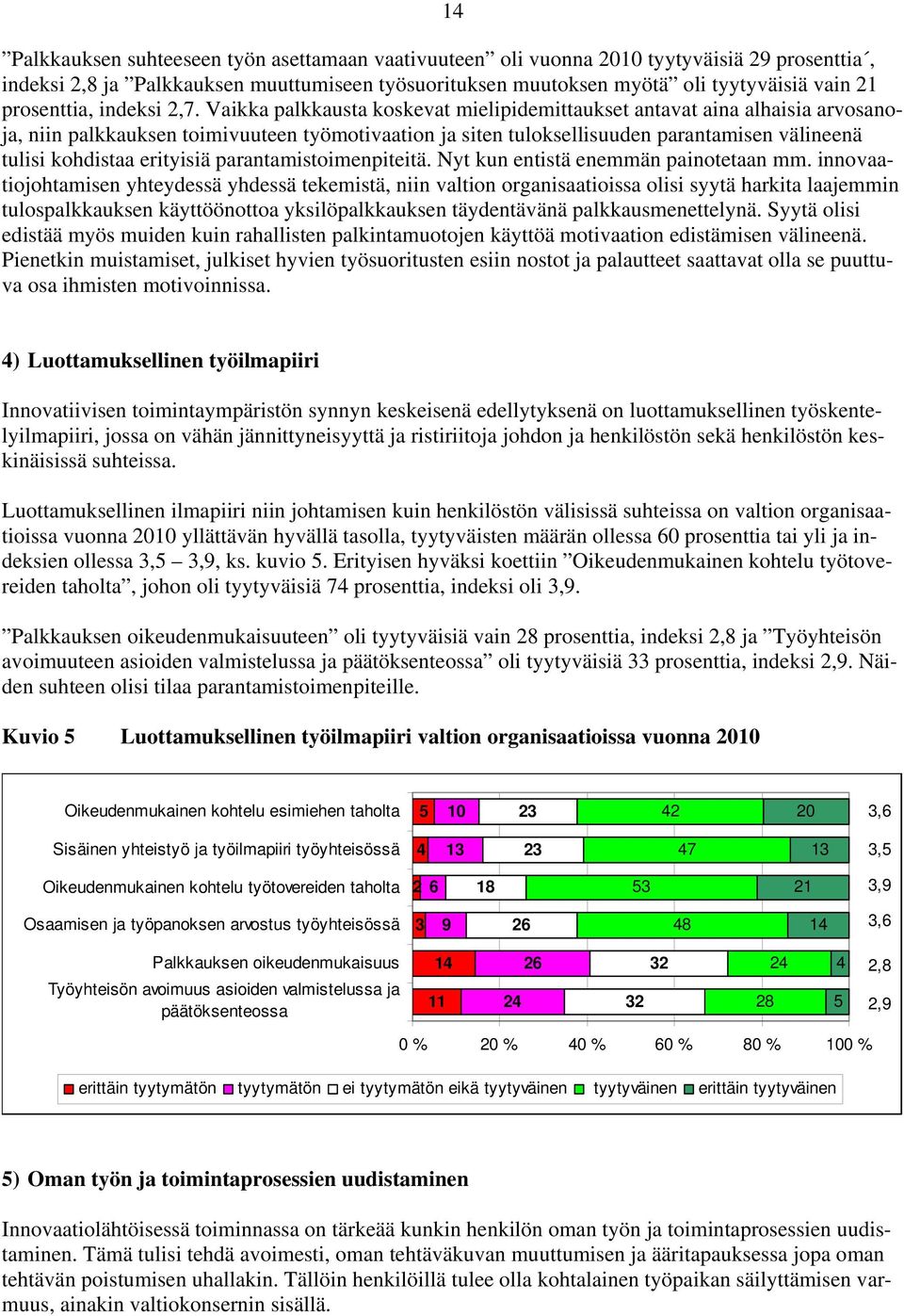 Vaikka palkkausta koskevat mielipidemittaukset antavat aina alhaisia arvosanoja, niin palkkauksen toimivuuteen työmotivaation ja siten tuloksellisuuden parantamisen välineenä tulisi kohdistaa