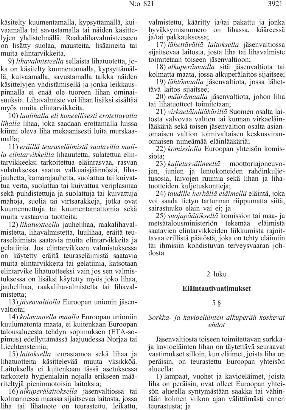 9) lihavalmisteella sellaista lihatuotetta, joka on käsitelty kuumentamalla, kypsyttämällä, kuivaamalla, savustamalla taikka näiden käsittelyjen yhdistämisellä ja jonka leikkauspinnalla ei enää ole