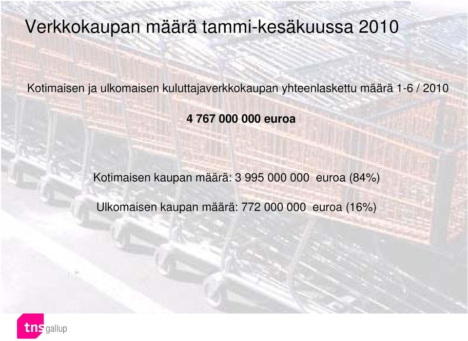 2010 4 767 000 000 euroa Kotimaisen kaupan määrä: 3 995 000