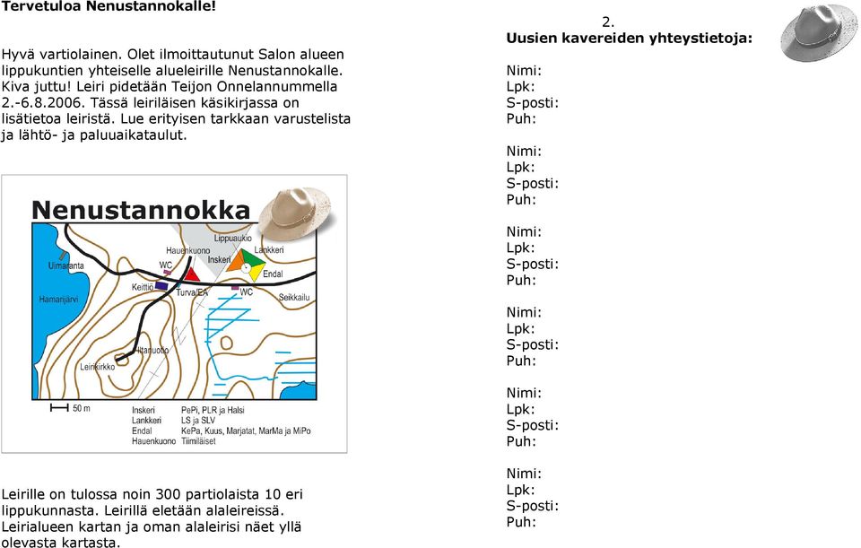 Leiri pidetään Teijon Onnelannummella 2.-6.8.2006. Tässä leiriläisen käsikirjassa on lisätietoa leiristä.