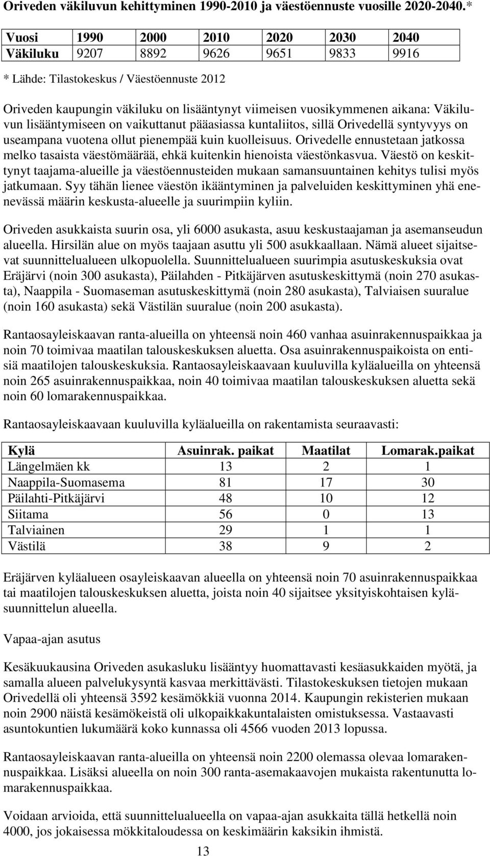 Väkiluvun lisääntymiseen on vaikuttanut pääasiassa kuntaliitos, sillä Orivedellä syntyvyys on useampana vuotena ollut pienempää kuin kuolleisuus.