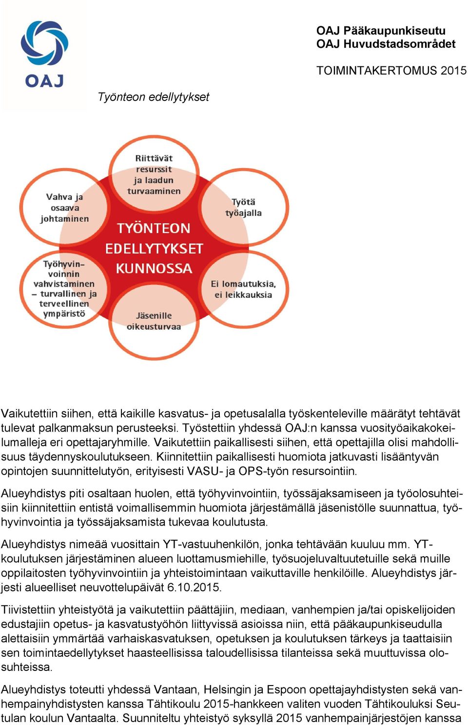 Kiinnitettiin paikallisesti huomiota jatkuvasti lisääntyvän opintojen suunnittelutyön, erityisesti VASU- ja OPS-työn resursointiin.