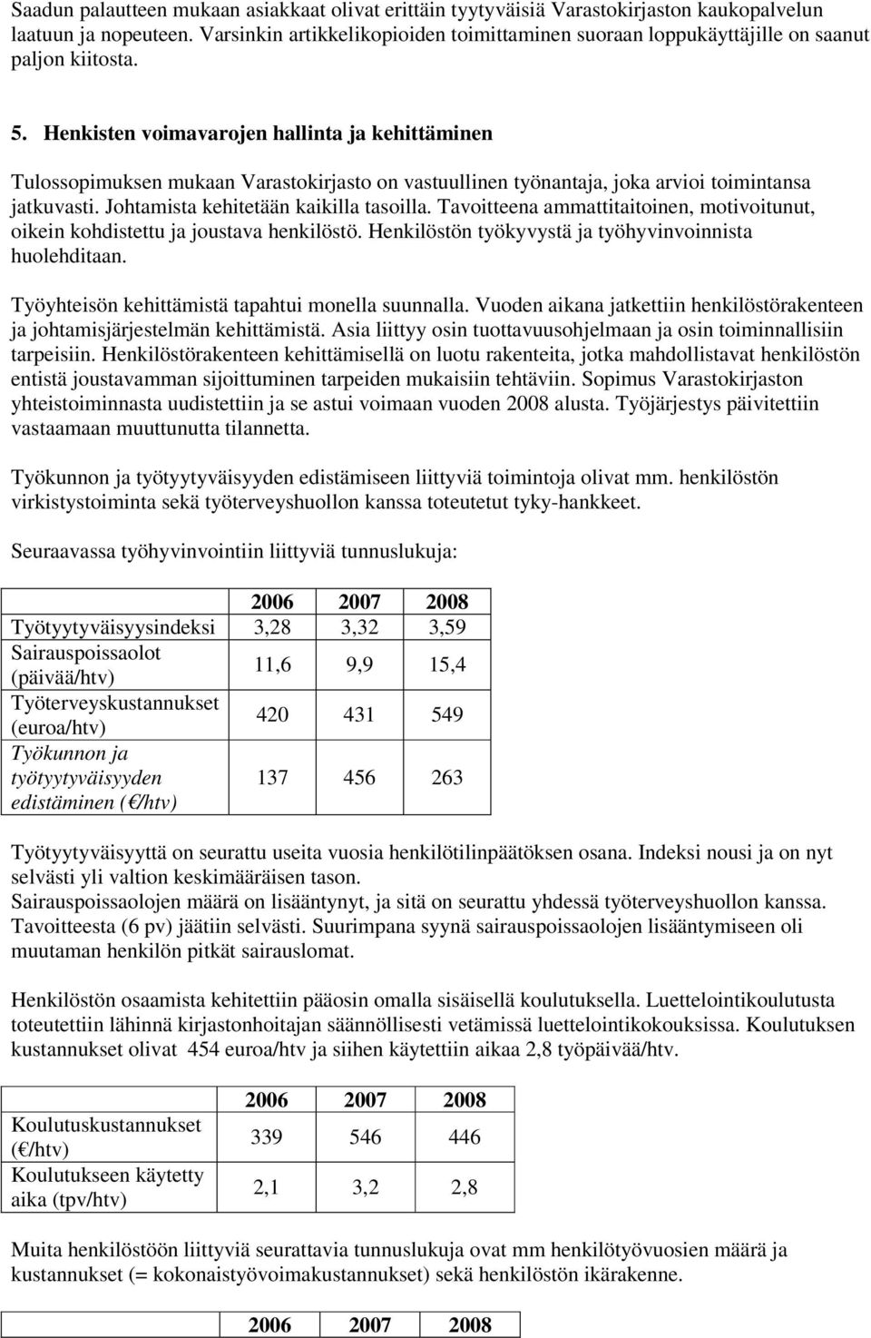 Henkisten voimavarojen hallinta ja kehittäminen Tulossopimuksen mukaan Varastokirjasto on vastuullinen työnantaja, joka arvioi toimintansa jatkuvasti. Johtamista kehitetään kaikilla tasoilla.